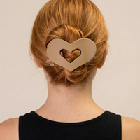 Glam Flat Claw Clip Large Heart Brunette
