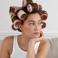 Glam Thermal Velcro Roller Pink Large 4pc