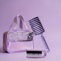 Glam Box Travel Bag Lavender with Lilac Miracle Brush & Lilac Mini Miracle Bestie