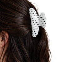 The Glam Claw Clip | White Polka Dot