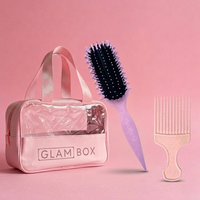 Glam Box Travel Bag Rose with Rose Curl Brush & Petal Afro Comb Bestie