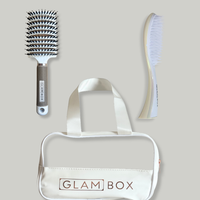 Glam Box Travel Bag Snow with Snow Miracle & Pearl Detangler Brush Bestie