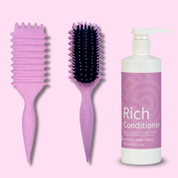 Curl Brush Rose & Clever Curl Rich Conditioner Bestie Bundle
