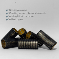 Glam Thermal Velcro Roller Black Medium 6pc