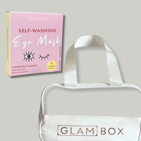 Glam Box Travel Bag Snow & Self Warming Eye Mask Chamomile Bestie Bundle