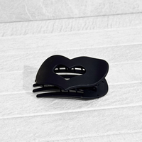 Glam Flat Claw Clip Large Heart Black