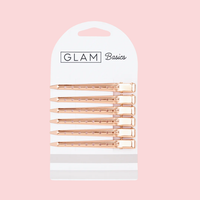 Glam Box Travel Bag Rose with Glam Thermal Velcro Roller Pink Large & Small & Rose Gold Flat Sectioning Clips Bundle