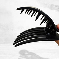 Glam Flat Claw Clip Large Heart Black