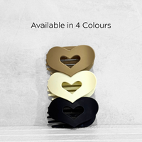 Glam Flat Claw Clip Large Heart Brunette