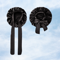 Curl Brush Sky & Sleep Bonnet Black Bestie Bundle