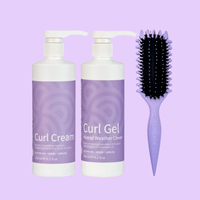 Clever Curl Curl Cream & Humid Weather Gel 450ml & GB Travel Bag & Curl Brush Lavender BESTIE BUNDLE