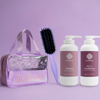 Clever Curl Cleanser & Rich Conditioner 450ml & Lavender GB Travel Bag & Curl Brush BESTIE BUNDLE