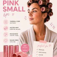 Glam Thermal Velcro Roller Pink Small 6pc