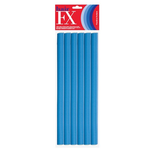 Hair FX Flexible Rods Long Blue 12pk
