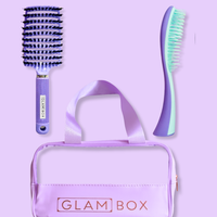 Glam Box Travel Bag Lavender with Miracle & Detangler Lilac Brush Bestie