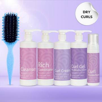 Clever Curl Dry Curly Hair + Curl Brush Sky Glam Bundle