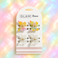 Glam Basics Butterfly Clips | White Rainbow 4pk