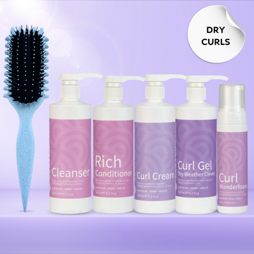 Clever Curl Dry Curly Hair + Curl Brush Sky Glam Bundle