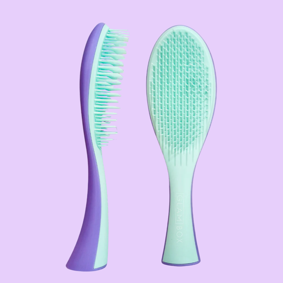 Glam Box Travel Bag Lavender with Miracle & Detangler Lilac Brush Bestie