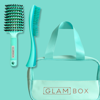 Glam Box Travel Bag Ocean with Mint Miracle & Teal Detangler Brush Bestie