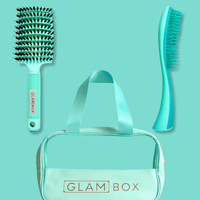 Glam Box Travel Bag Ocean with Mint Miracle & Teal Detangler Brush Bestie