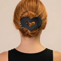 Glam Flat Claw Clip Large Heart Black