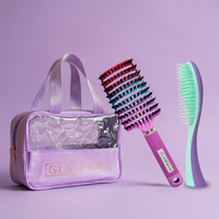 Glam Box Travel Bag Lavender with Unicorn Miracle & Lilac Detangler Brush Bestie