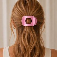 Glam Flat Curved Claw Clip Large Pink