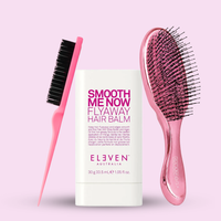 Eleven Flyaway Hair Balm + Pink Glam Sleek Styler + Pink Teasing Brush | BESTIE BUNDlE