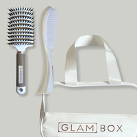 Glam Box Travel Bag Snow with Snow Miracle & Pearl Detangler Brush Bestie