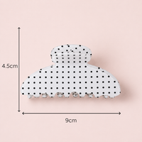 The Glam Claw Clip | White Polka Dot