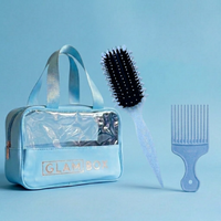 Glam Box Travel Bag Sky with Sky Curl Brush & Bluebell Afro Comb Bestie