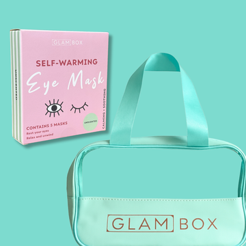 Glam Box Travel Bag Ocean & Self Warming Eye Mask Unscented Bestie Bundle