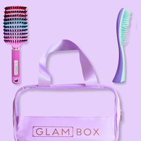 Glam Box Travel Bag Lavender with Unicorn Miracle & Lilac Detangler Brush Bestie