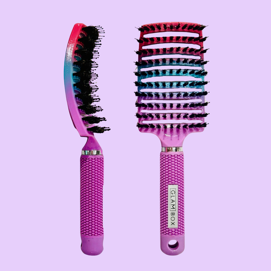 Glam Box Travel Bag Lavender with Unicorn Miracle & Lilac Detangler Brush Bestie