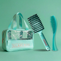 Glam Box Travel Bag Ocean with Mint Miracle & Teal Detangler Brush Bestie