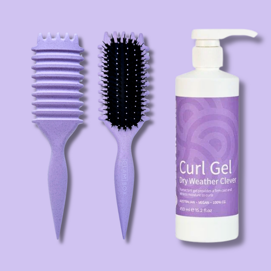 Curl Brush Lavender & Clever Curl Gel Dry Weather Bestie Bundle