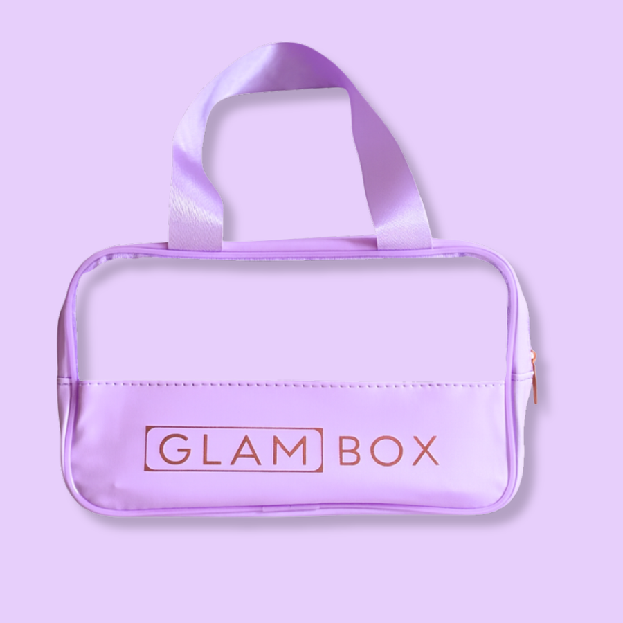 Glam Box Travel Bag Lavender with Lavender Curl Brush & Lilac Afro Comb Bestie