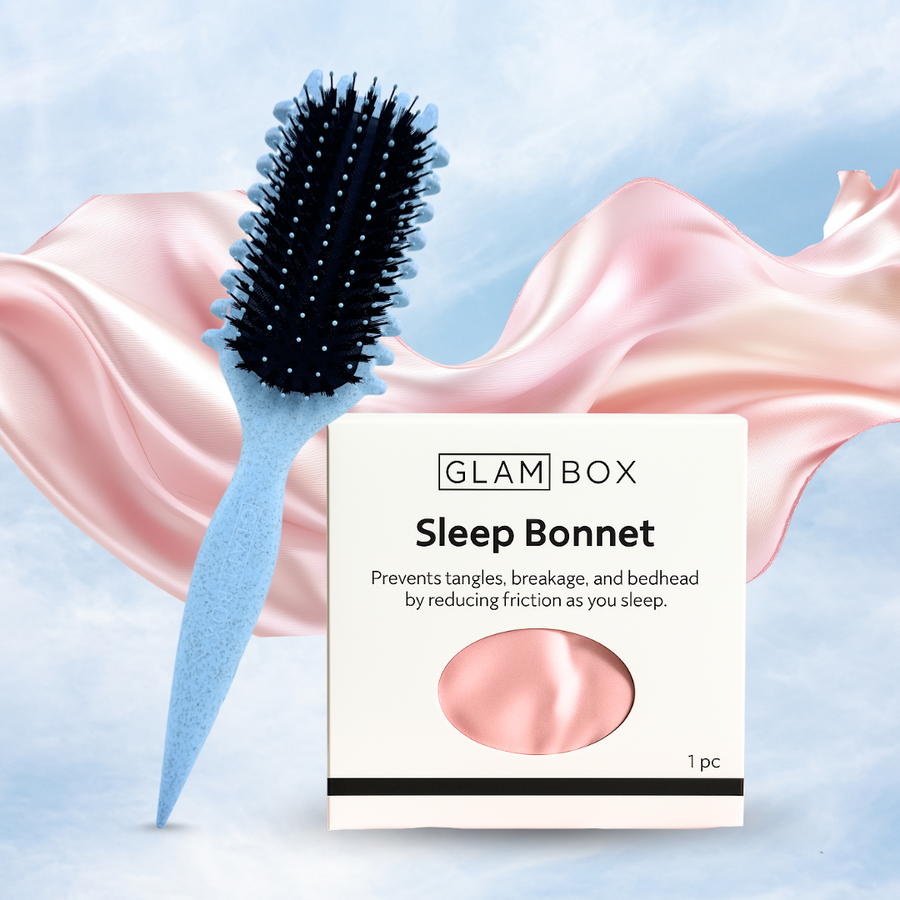 Curl Brush Sky & Pink Sleep Bonnet Bestie Bundle