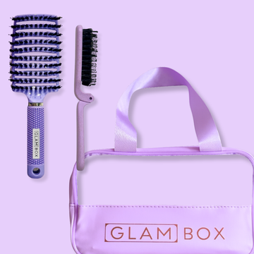 Glam Box Travel Bag Lavender with Lilac Miracle Brush & Lilac Mini Miracle Bestie