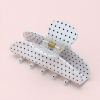 The Glam Claw Clip | White Polka Dot