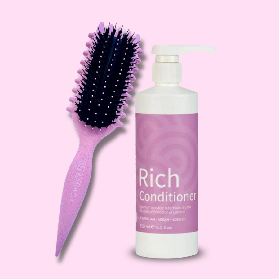 Curl Brush Rose & Clever Curl Rich Conditioner Bestie Bundle