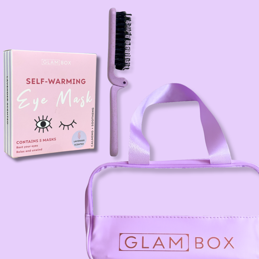 Glam Box Travel Bag Lavender with Lilac Mini Miracle & Eye Mask Lavender Bundle