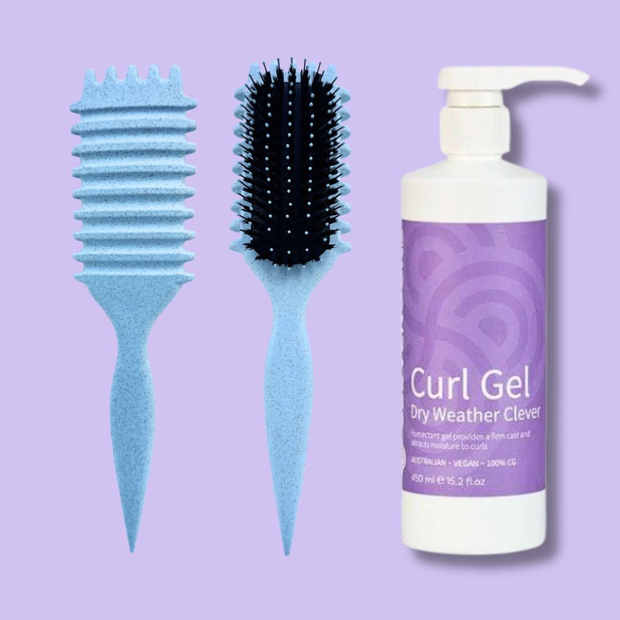 Curl Brush Sky & Clever Curl Gel Dry Weather Bestie Bundle