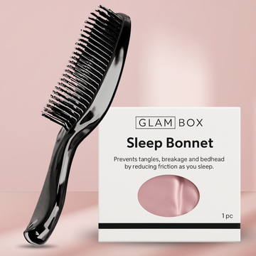 Glam Sleek Styler Brush Black & Pink Sleep Bonnet Bestie Bundle