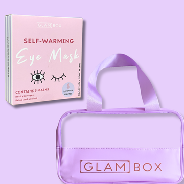 Glam Box Travel Bag Lavender & Self Warming Eye Mask Lavender Bestie Bundle