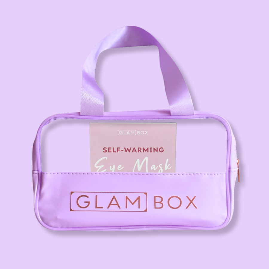 Glam Box Travel Bag Lavender & Self Warming Eye Mask Lavender Bestie Bundle