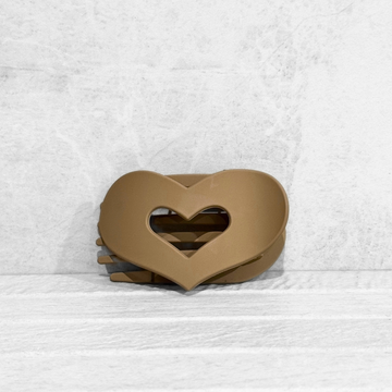 Glam Flat Claw Clip Large Heart Brunette