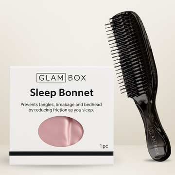 Glam Sleek Styler Brush Black & Pink Sleep Bonnet Bestie Bundle