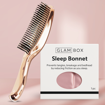 Glam Sleek Styler Brush Rose Gold & Pink Sleep Bonnet Bestie Bundle
